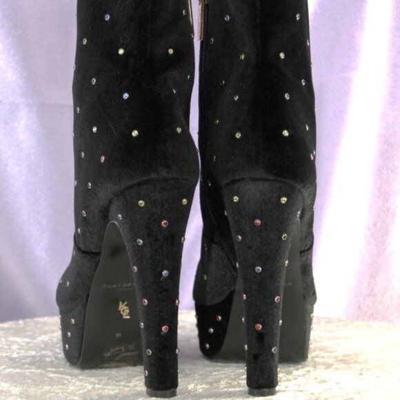 Kurt Geiger London Black Crystal Stud Platform Ankle Boots Stiletto Heels NEW - Picture 5 of 10